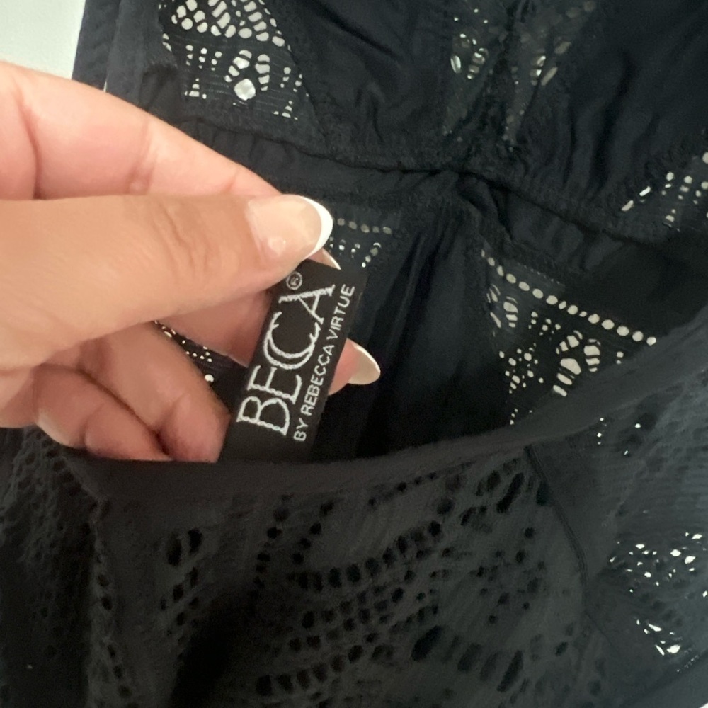 BECCA Black Crochet One-Piece Swimsuit - Picture 7 of 15